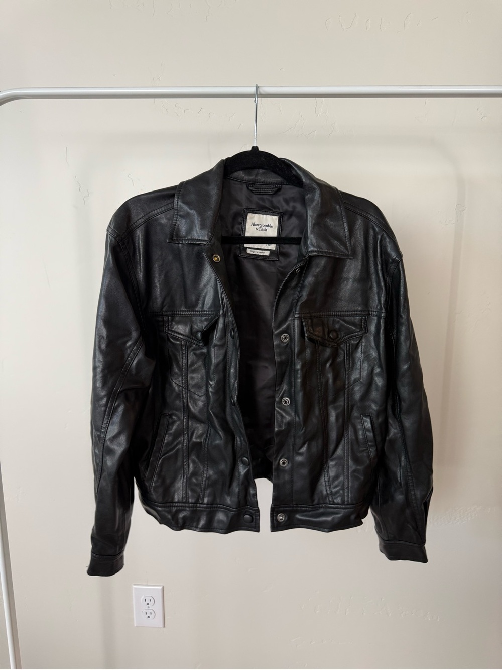 Abercrombie & Fitch Black Leather Jacket - Picture 1 of 3